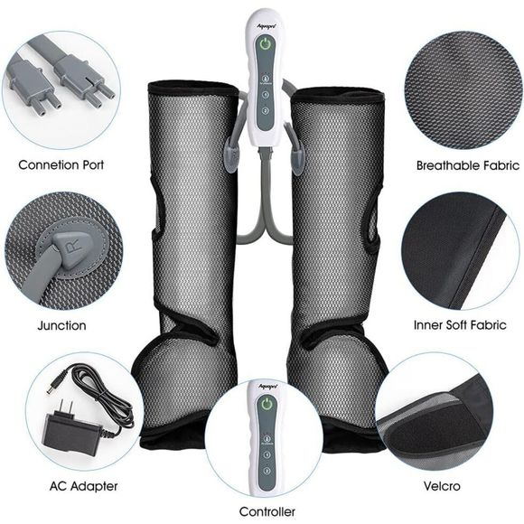 Air Compression Heated Foot Calves Leg Massager Circulation Therapy Boots Pair - Picture 7 of 7